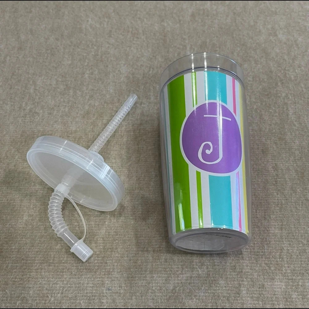 J "J" Initial Durable Plastic Tumbler Drink Cup with Straw
Easy Open / Close Lid - Picture 7 of 10